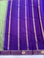 Earthy Olive Green Vintage Kanjeevaram Saree with a Contrast Wine Checks Border