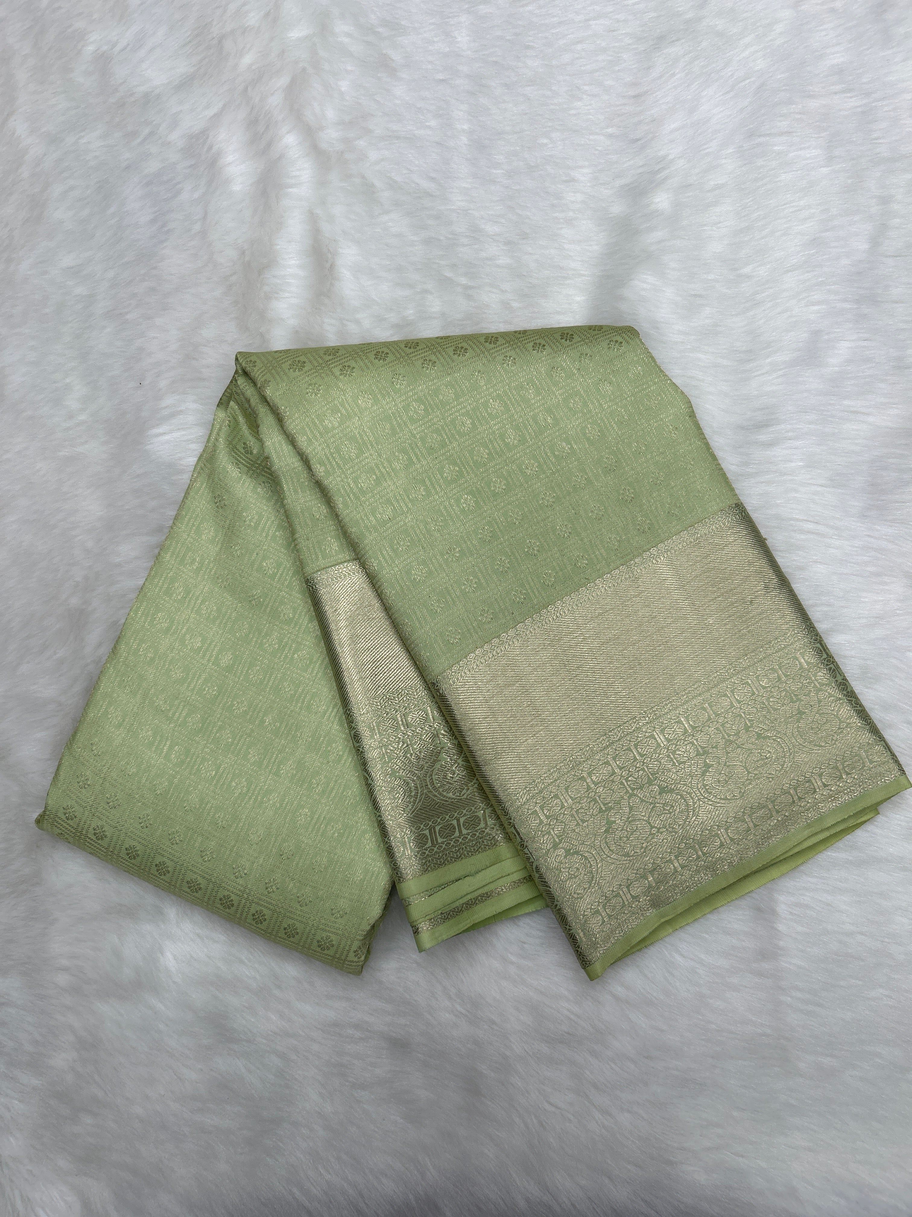 Pista Green Brocade Kanjeevaram Silk Saree