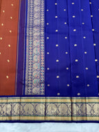 Brown with Blue Korvai Vintage Kanjeevaram Silk Saree [Recreation]