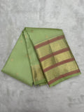 Pastel Pista Green Kanjeevaram Silk Saree with Meena border