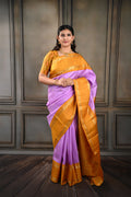 Lilac & Orange Korvai Vintage Kanjeevaram Saree