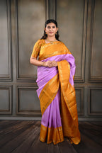 Lilac & Orange Korvai Vintage Kanjeevaram Saree