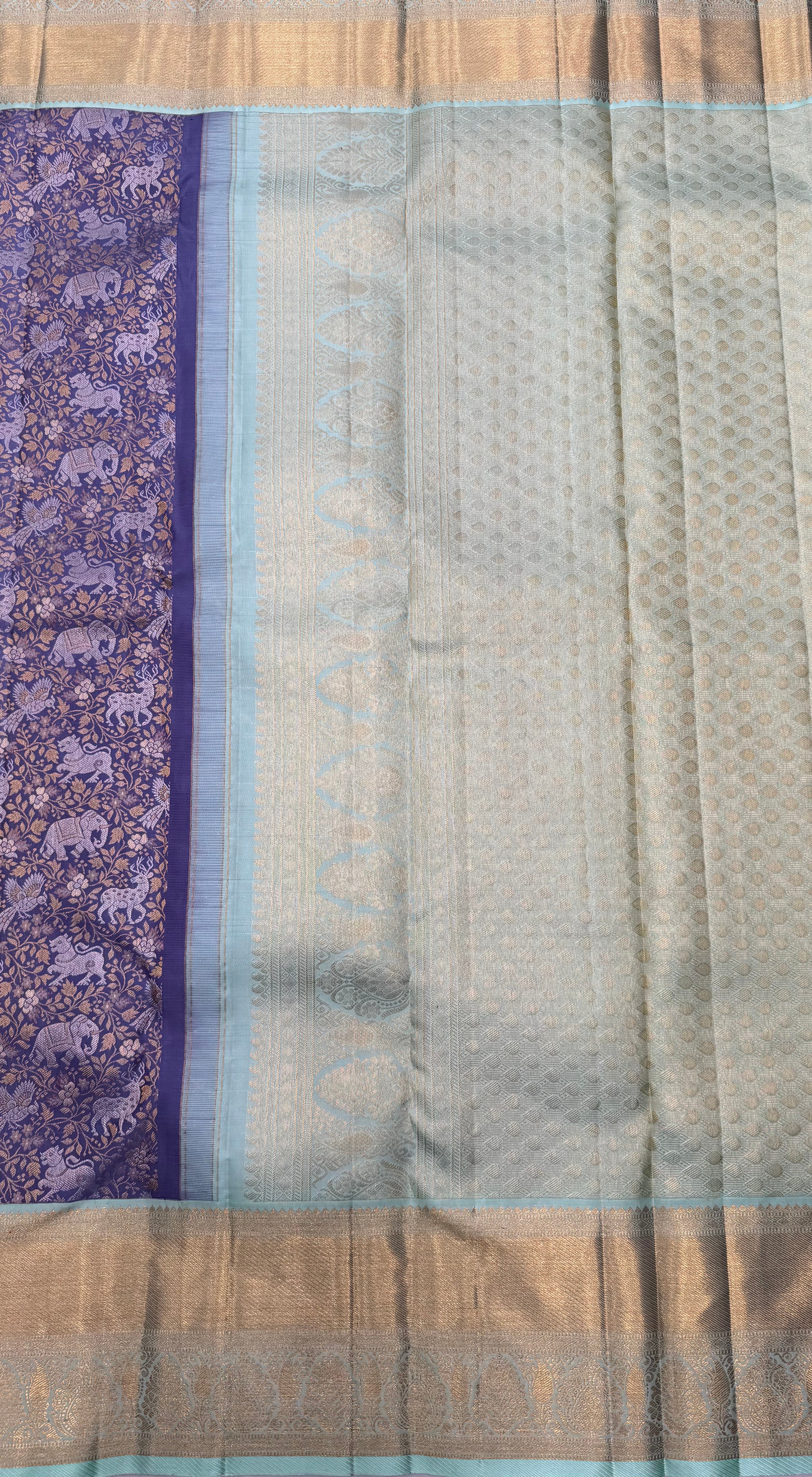 Korvai Kanjeevaram Silk Saree with traditional Vana Singaram