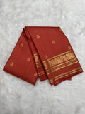 Metallic Rust Kanjeevaram Silk Saree with Meena border