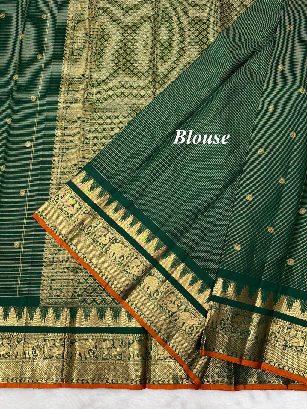 Vintage Vairaoosi Kanjeevaram Saree with a Skirt Temple & Traditional Border [Burnt Orange Contrast Edge Border]