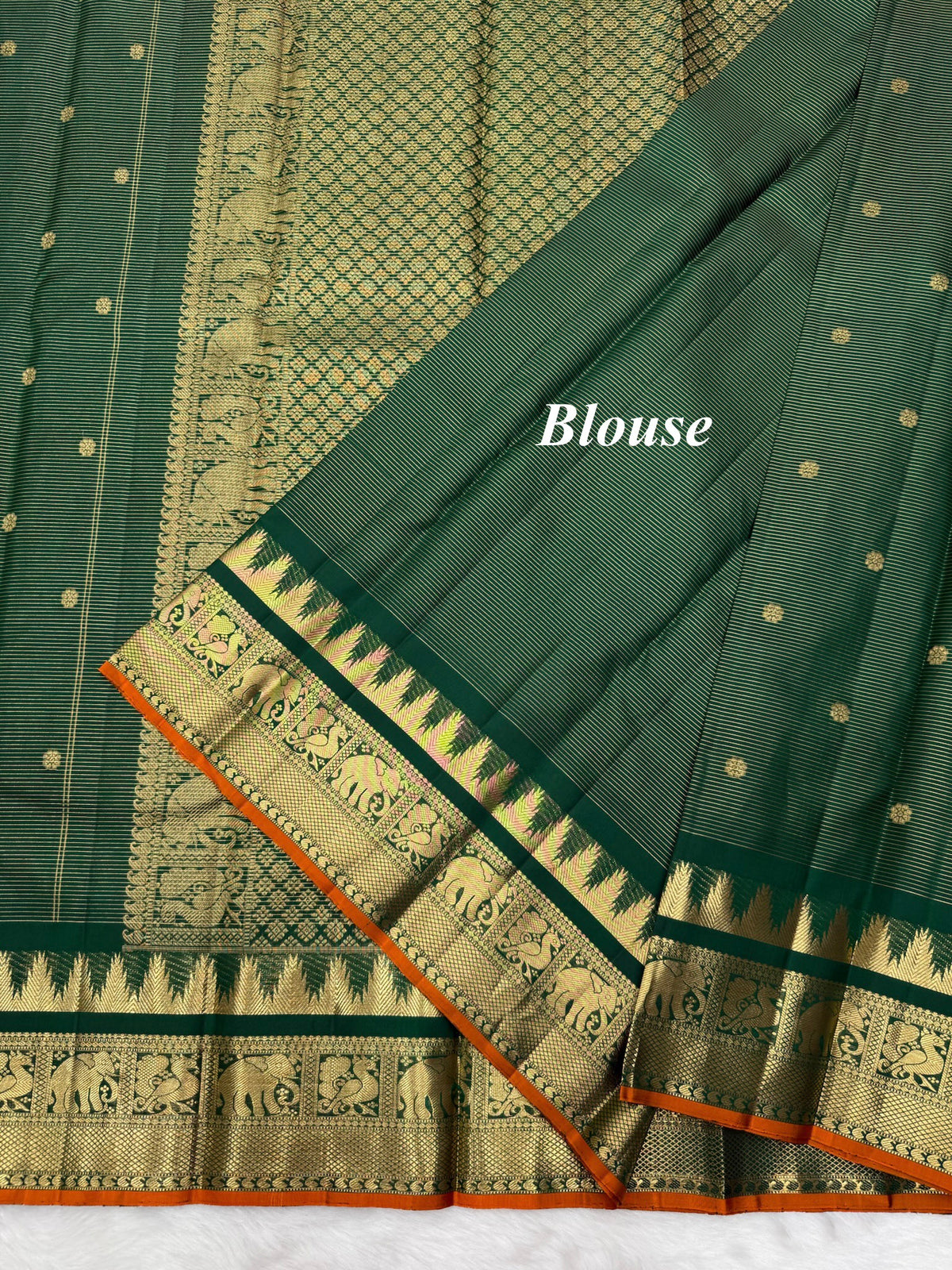 Vintage Vairaoosi Kanjeevaram Saree with a Skirt Temple & Traditional Border [Burnt Orange Contrast Edge Border]