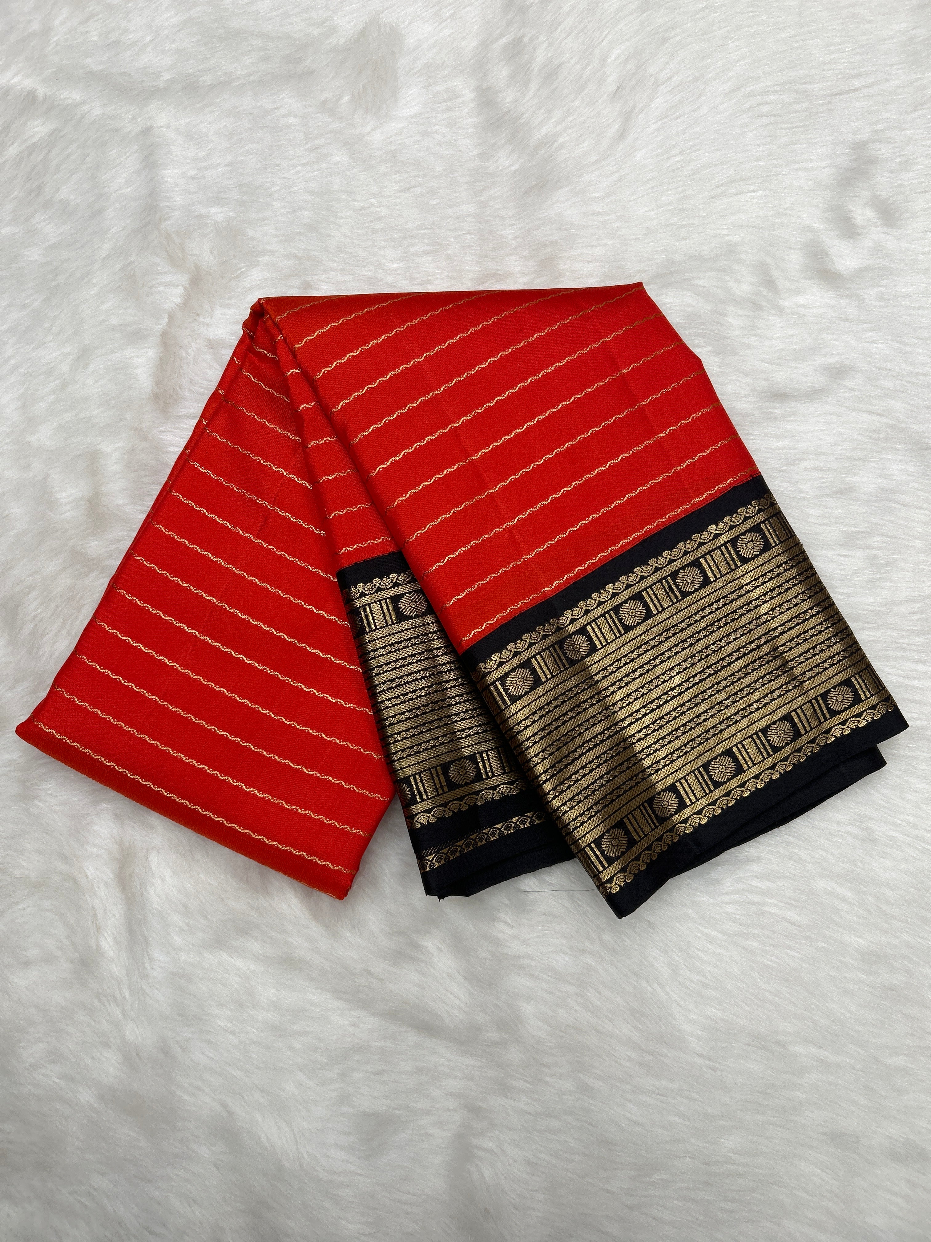 Orange & Kanchana Korvai Vintage Kanjeevaram Saree with Traditional Rudraksha Border & Pallu [Recreation]