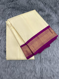 Off White with Purple Korvai Border Dhothi & Kanduva (2pc Set)