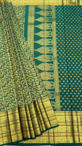 Green Kanjeevaram silk Saree with Vanam Singaram and (Varisapet / Meena) Border