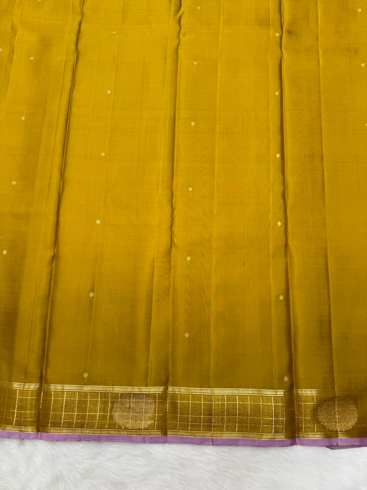 Metallic Vintage Kanjeevaram Saree with a Checks Border & Lavender Edge Border