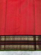 Chilli Red Vintage Kanjeevaram Saree with Crossectional lines & Rich Meena Border