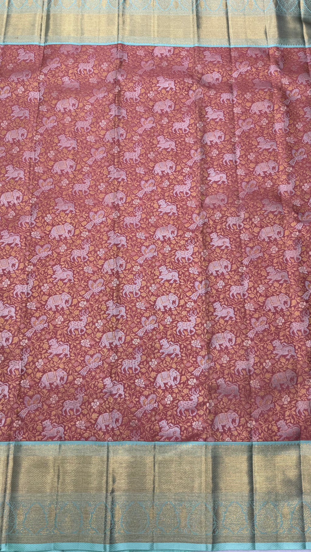 Korvai Kanjeevaram Silk Saree with traditional Vana Singaram