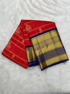 Red & Violet Korvai Vintage Kanjeevaram Saree