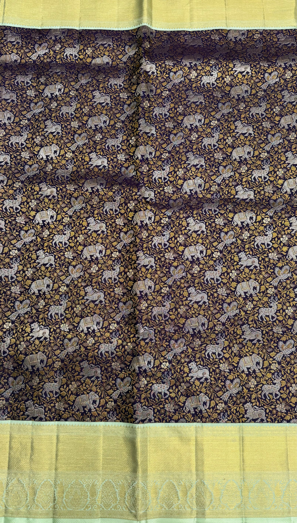 Korvai Kanjeevaram Silk Saree with traditional Vana Singaram