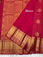 Red Kanjeevaram Saree with All over Nakshatra Weaving (Zari Dots) & Traditional Floral Border