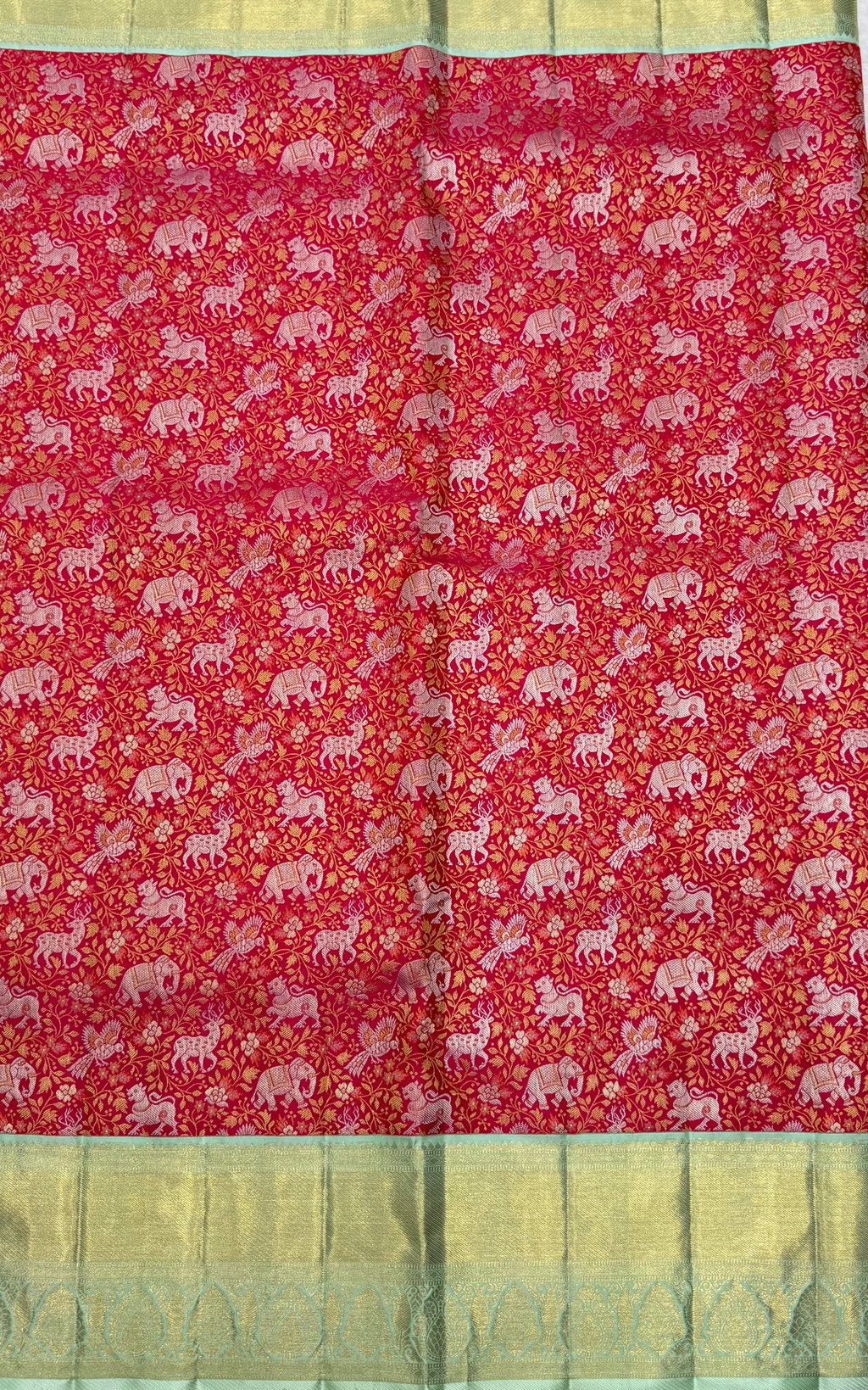 Korvai Kanjeevaram Silk Saree with traditional Vana Singaram