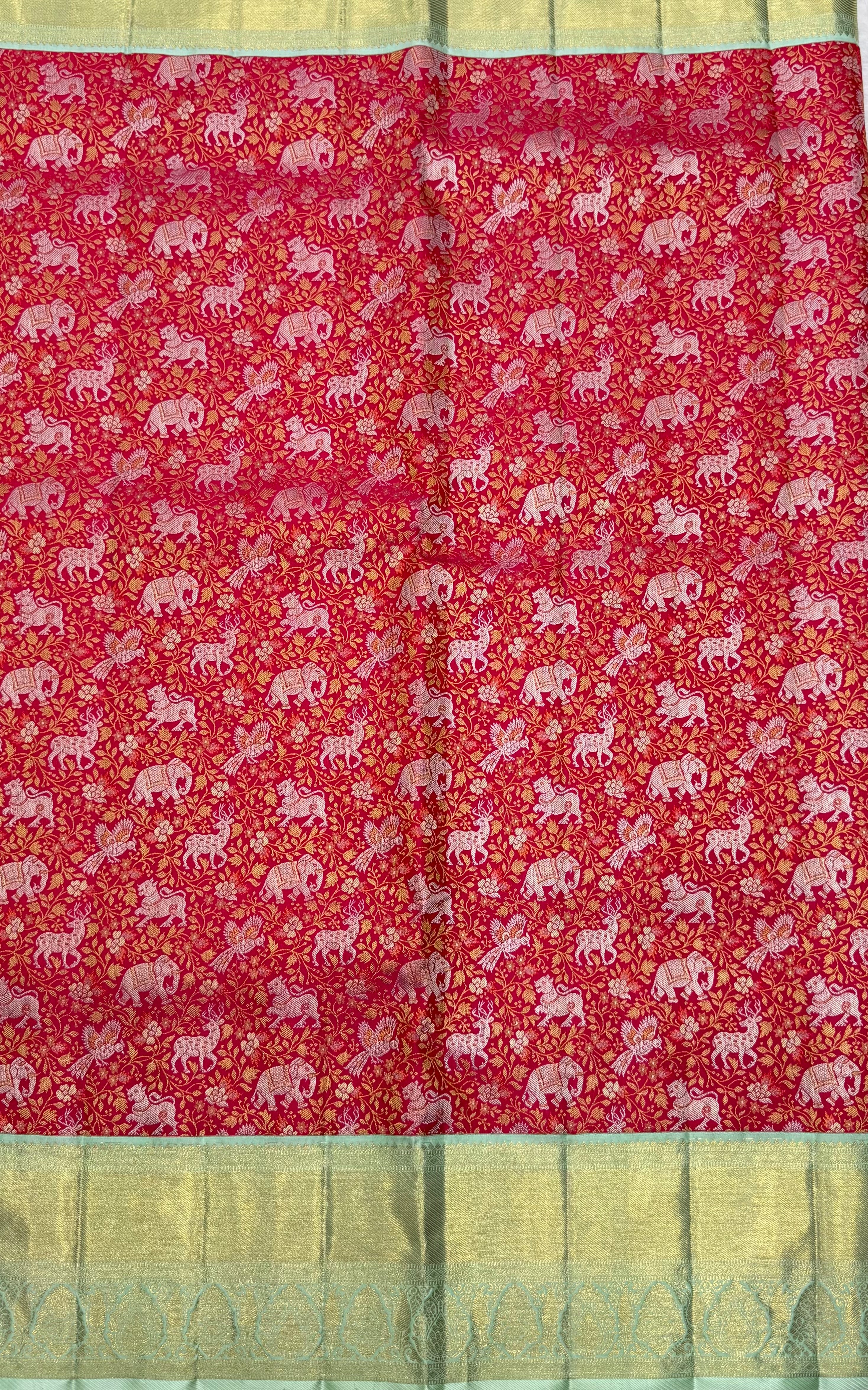 Korvai Kanjeevaram Silk Saree with traditional Vana Singaram