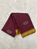 Wine Maroon Vintage Kanjeevaram Saree with Gandabrunda Motif & Small Border