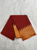 Brick Red Vintage Temple Border Kanjeevaram Saree