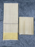 Wheatish Gold Handloom Dhoti,Kanduva & Shirt/Kurta piece (3 pc Set)