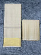 Wheatish Gold Handloom Dhoti,Kanduva & Shirt/Kurta piece (3 pc Set)