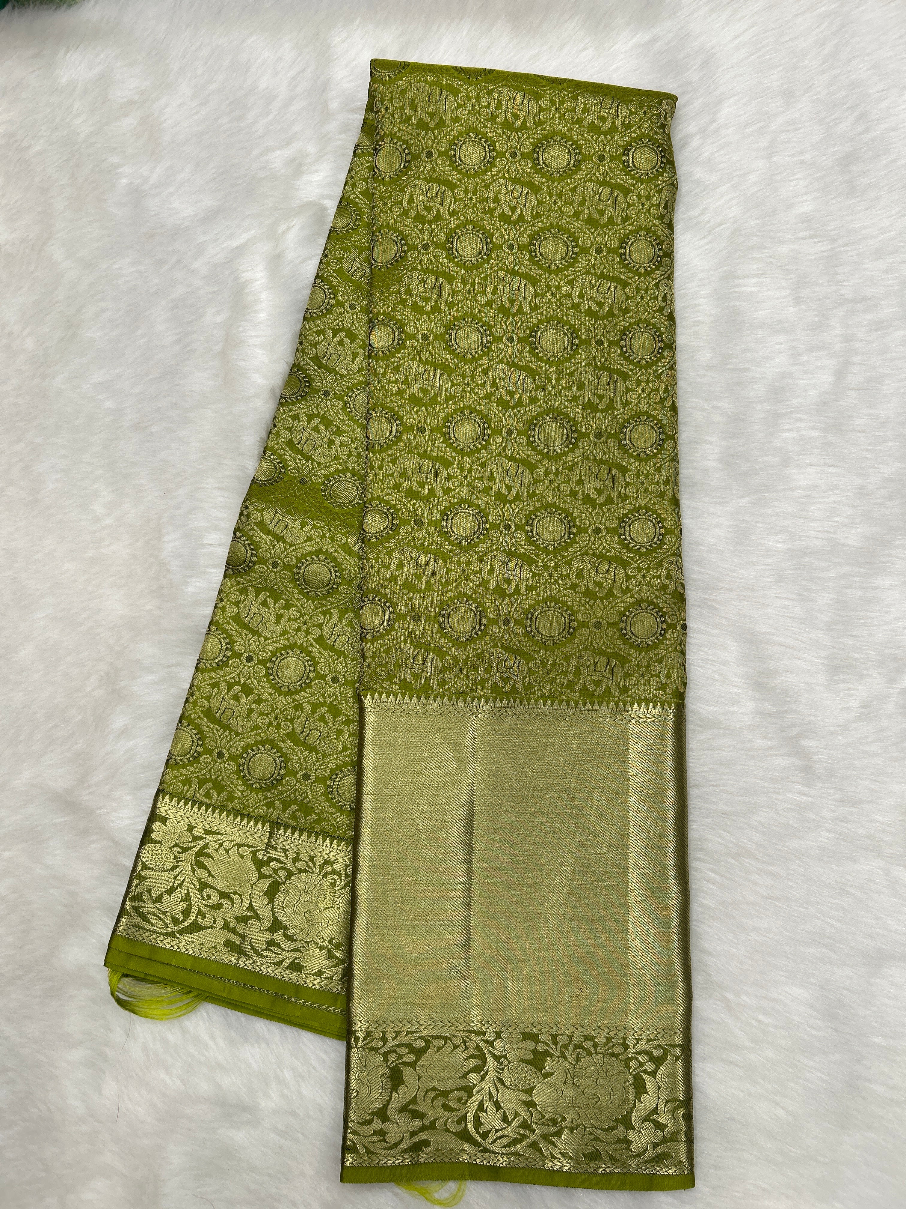 Mandulir (Olive green) Brocade Kanjeevaram Silk saree
