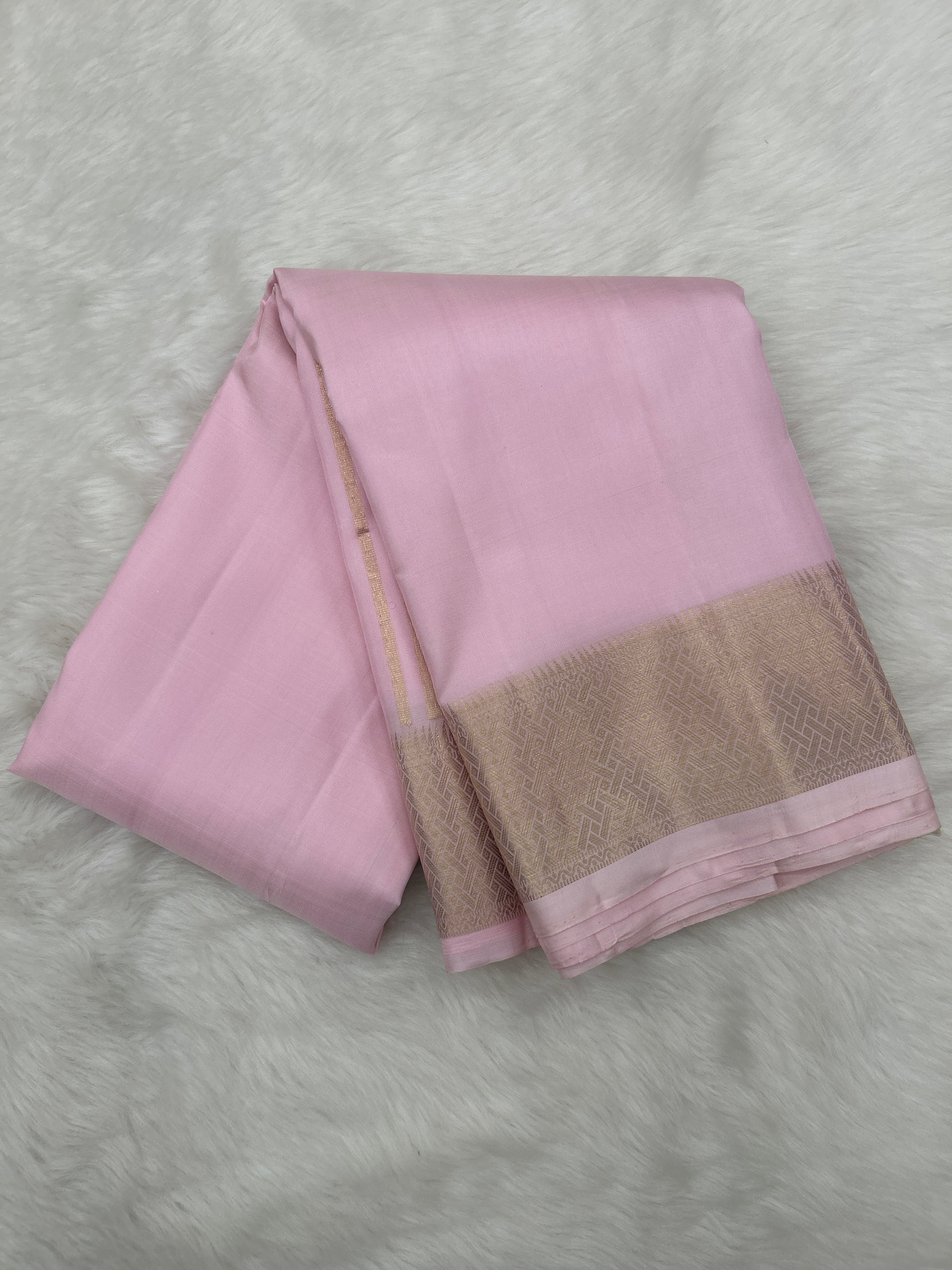 Powder Pink Handloom Dhoti,Kanduva & Shirt piece (3 pc Set)