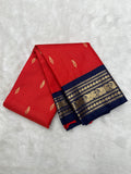 Red & Blue Korvai Kanjeevaram x Paithani Fusion Saree with Oosi lines