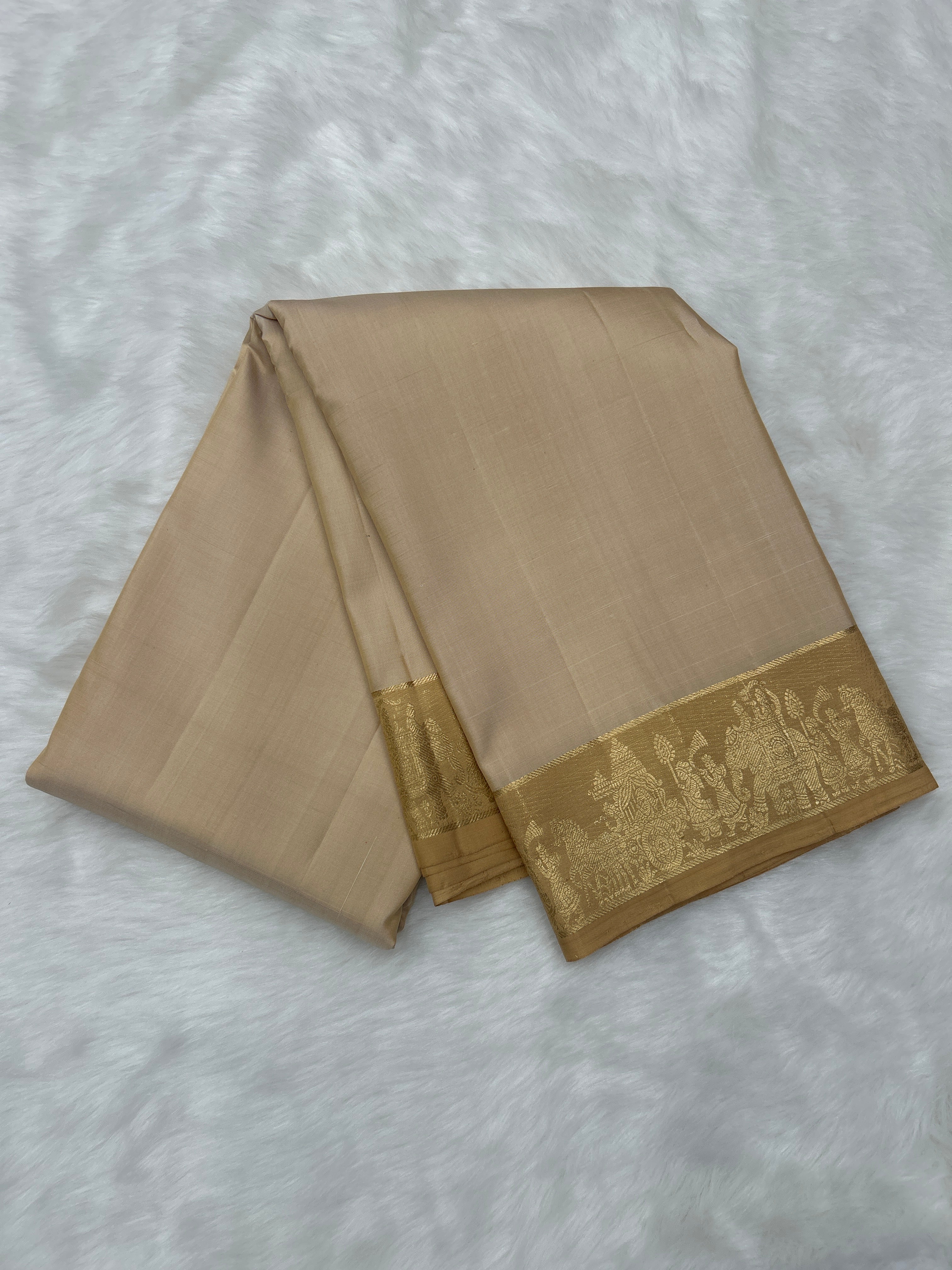 Handloom Dhoti,Kanduva & Shirt/Kurta piece (3 pc Set) with "Pallaki Border”