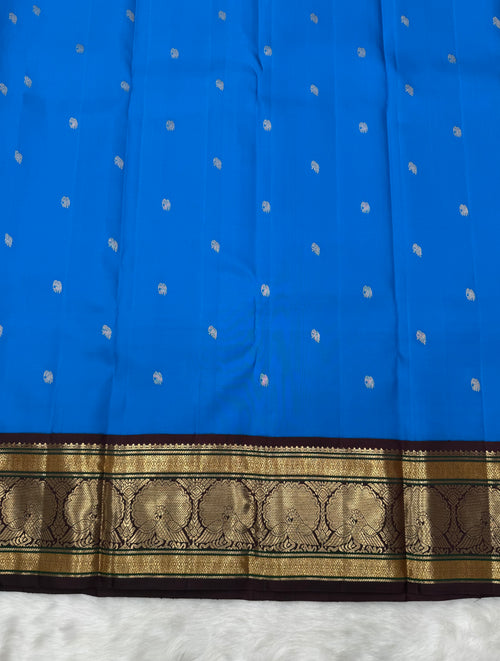 Ananda & Coffee Brown Korvai Kanjeevaram Silk Saree with Meena Border [Recreation]