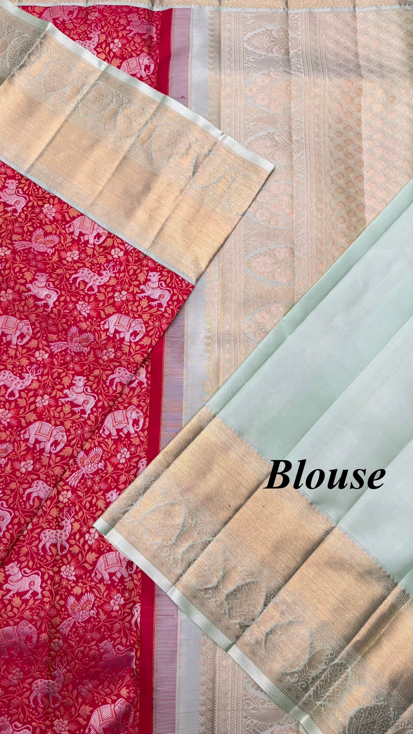 Korvai Kanjeevaram Silk Saree with traditional Vana Singaram