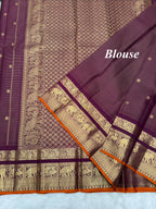 Vintage Vairaoosi Kanjeevaram Saree with Skirt Border & Orange Edge Contrast