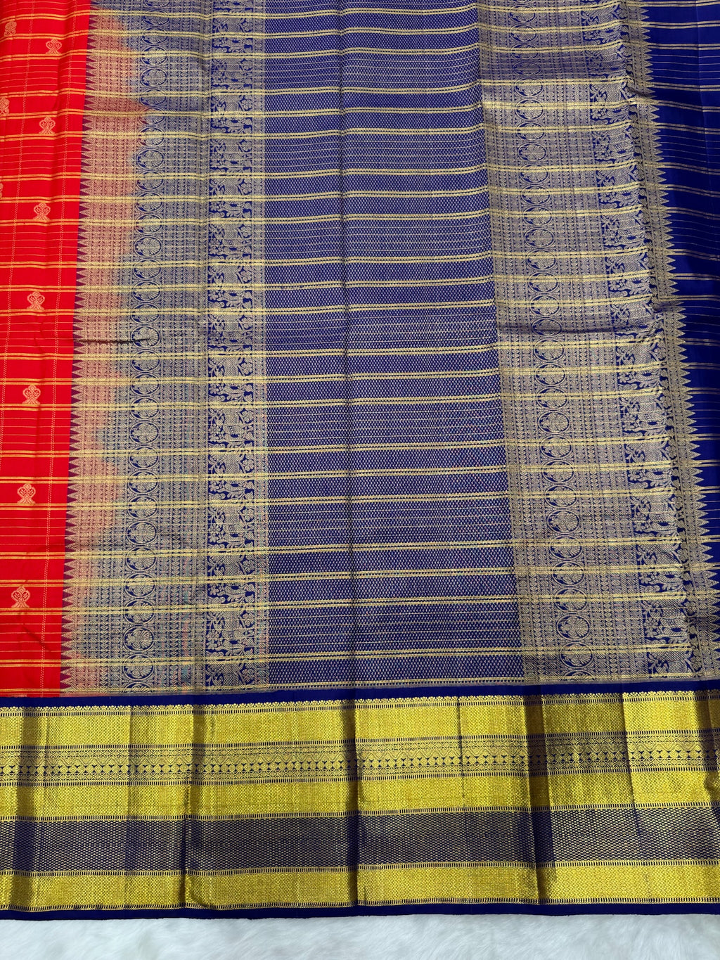 Red & Violet Korvai Vintage Kanjeevaram Saree