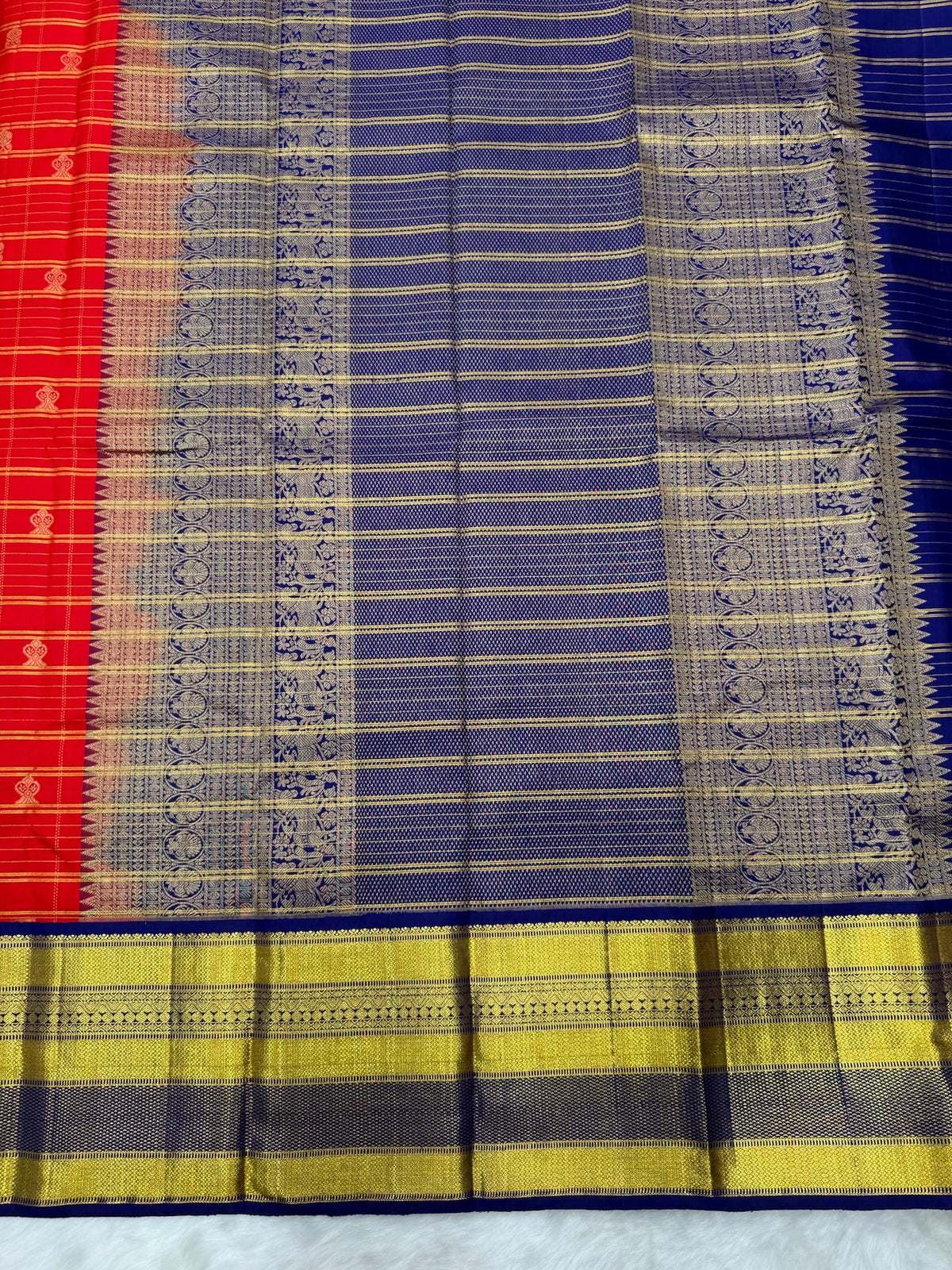 Red & Violet Korvai Vintage Kanjeevaram Saree