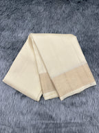 Pearl White Handloom Dhoti,Kanduva & Shirt/Kurta piece (3 pc Set)