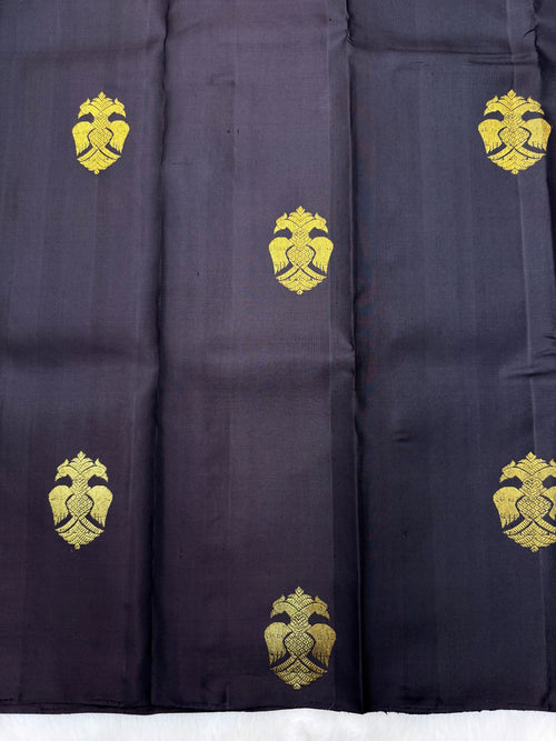 Coffee Brown Borderless kanjeevaram saree with Gandaberunda motif