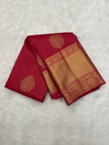 Red Kanjeevaram Saree with All over Nakshatra Weaving (Zari Dots) & Traditional Floral Border