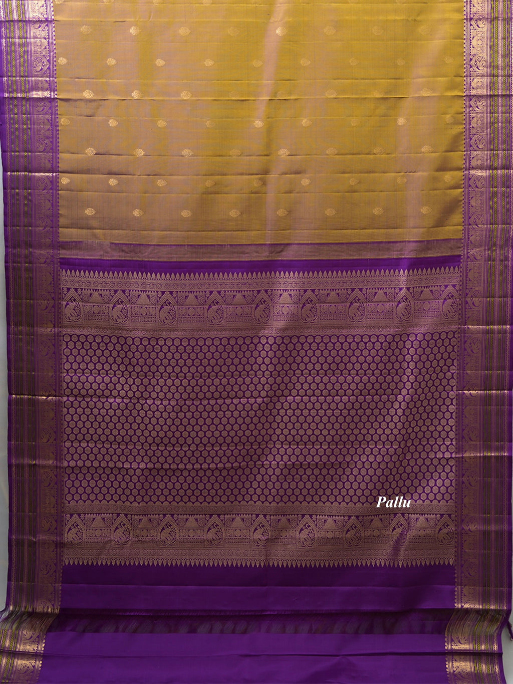 Dual Tone Vintage Kanjeevaram silk saree with Olive Meena Border