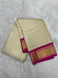 Cream with Pink Korvai border Handloom Dhoti & Kanduva (2pc)