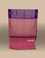 Kathiripoo Purple Rich Brocade with Peach Contrast Pallu & Blouse Kanjeevaram Sareee