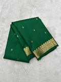 Green Vintage Kanjeevaram Silk Saree with Traditional Thapet Border