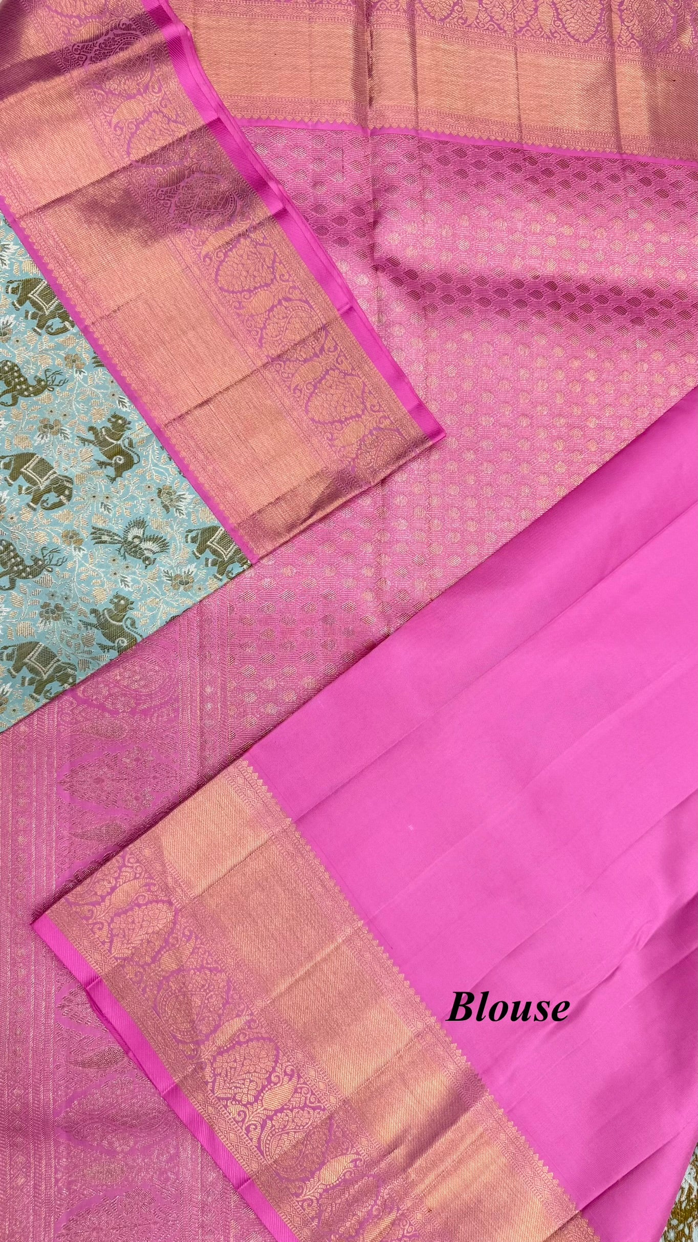 Korvai Kanjeevaram Silk Saree with traditional Vana Singaram