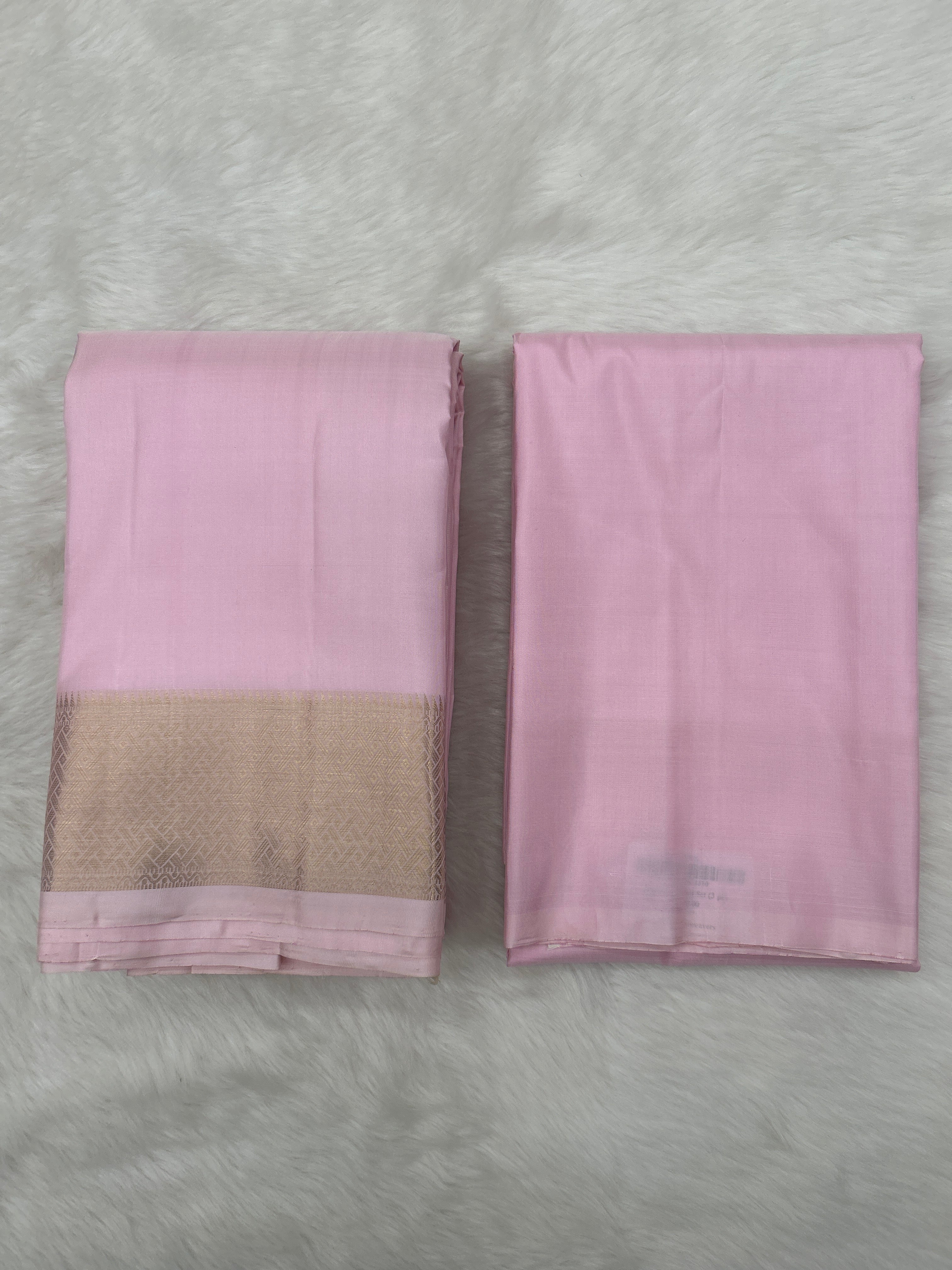 Powder Pink Handloom Dhoti,Kanduva & Shirt piece (3 pc Set)