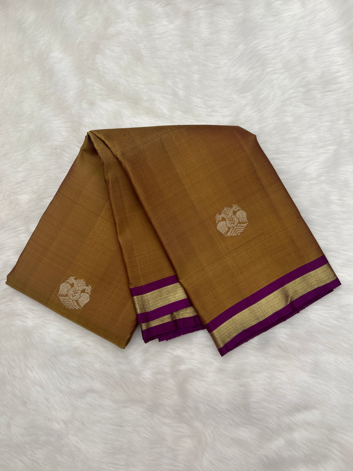 Mehendi Green Vintage Kanjeevaram Saree with Gandabrunda Motif & Small Border