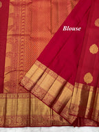 Maroon Red Kanjeevaram Saree with All over Nakshatra Weaving (Zari Dots) & Traditional Floral Border