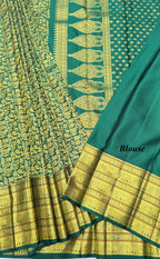 Green Kanjeevaram silk Saree with Vanam Singaram and (Varisapet / Meena) Border