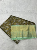 Moss Green & Mint Green Korvai Kanjeevaram Saree with traditional Vanam Singaram Brocade on Body