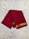 Ruby Red Vintage Kanjeevaram Silk Saree with Small Zari Border
