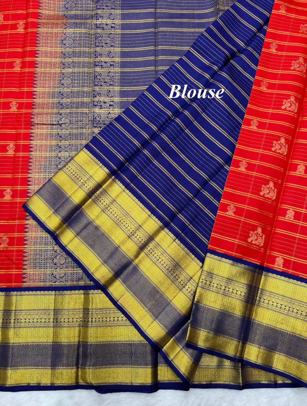Red & Violet Korvai Vintage Kanjeevaram Saree
