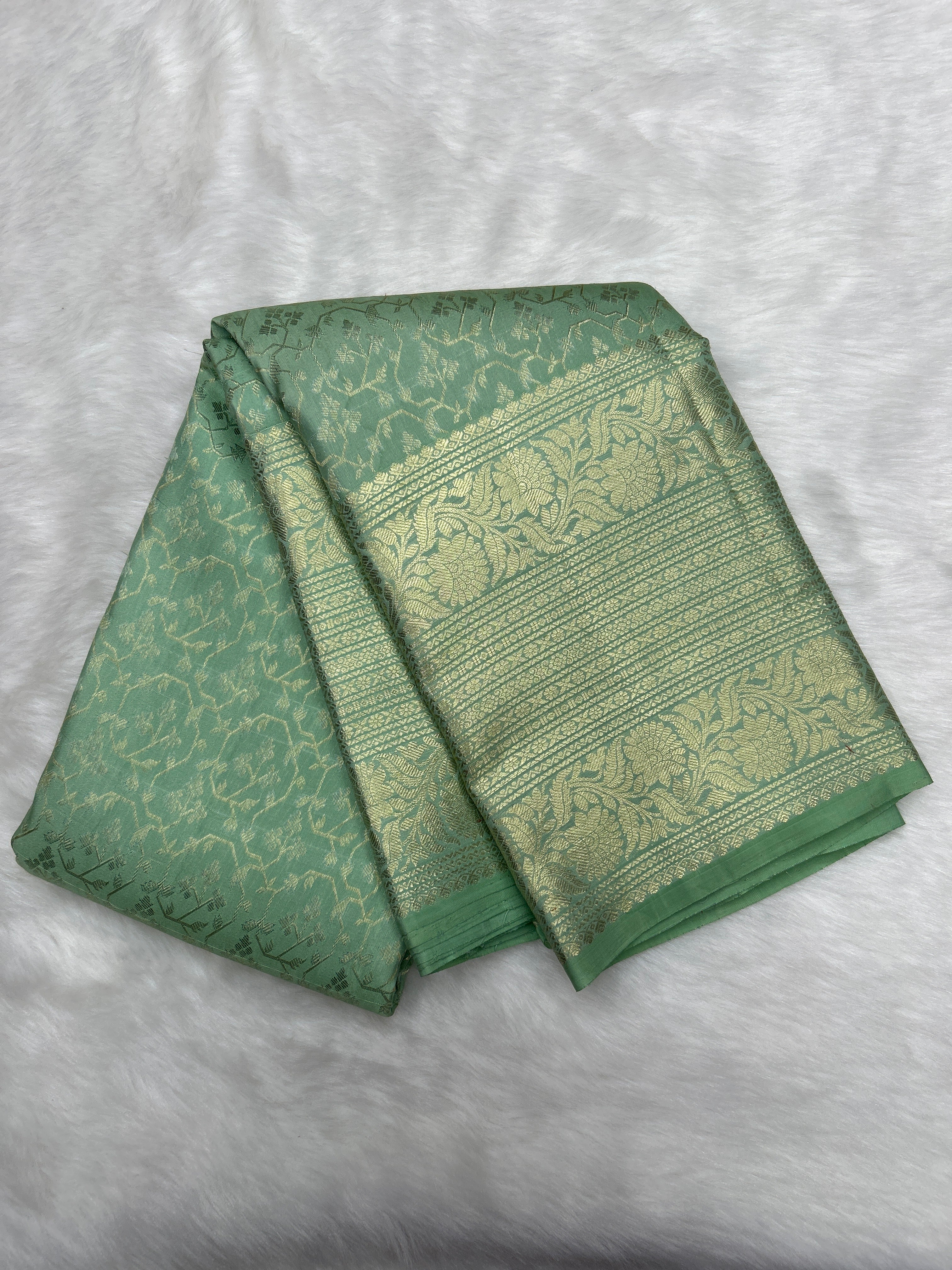 Sea Green Brocade Kanjeevaram Silk Saree